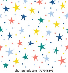 Abstract star seamless pattern background. Childish handcrafted wallpaper for design card, wallpaper, album, scrapbook, holiday wrapping paper, textile fabric, bag print, t shirt etc.