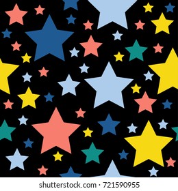 Abstract star seamless pattern background. Childish handcrafted wallpaper for design card, wallpaper, album, scrapbook, holiday wrapping paper, textile fabric, bag print, t shirt etc.