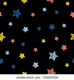 Abstract star seamless pattern background. Childish handcrafted wallpaper for design card, wallpaper, album, scrapbook, holiday wrapping paper, textile fabric, bag print, t shirt etc.