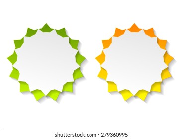 Abstract star shape bright stickers. Vector design