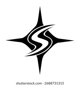 Forma de estrella Abstractas con líneas curvas Vector de diseño de logotipo
