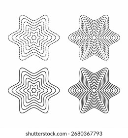 Abstract Star Shape with Geometric Line Patterns Vector Illustration