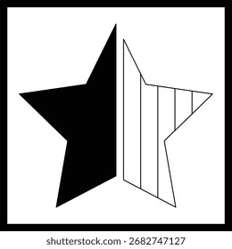 Abstract star shape graphic vector design with black line combination and white background for wall art decoration