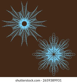 Abstract star shape. Intricate line pattern. Dynamic bloom Vector. Decorative cosmic element. EPS 10.