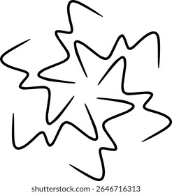 Abstract star shape pattern icon minimalist black and white geometric line design