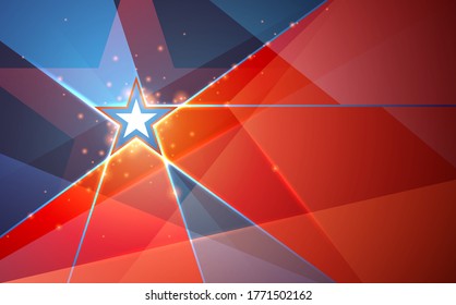 Abstract star shape red and blue background