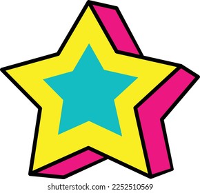 Abstract star shape retro style 80s-90s