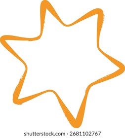 Uma forma de estrela abstrata com um contorno de borda áspera em estilo negrito. A forma irregular da estrela apresenta uma aparência dinâmica e energética. Ilustração de vetor de desenhos animados.