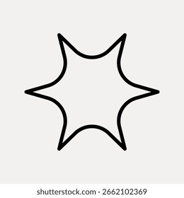 Abstract star shape with six points. Minimalist star design on a light background. Star shape is bold and outlined. Simple star icon for various uses. Design element vector.