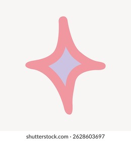 Forma de estrela abstrata com as cores rosa suave e roxo em um fundo branco. O design da estrela apresenta um padrão simétrico, criando um efeito visual calmante. Vetor de ilustração desenhado à mão.