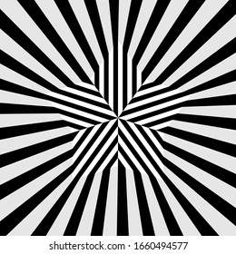 abstract star shape with stripes and beams like sunrays. optical illusion design