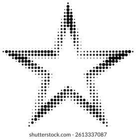 Abstract star shaped frame created with halftone dots, adding a dynamic and creative touch to visual content. Ideal for decorative pop art style retro designs.