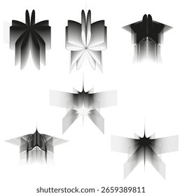 Abstractas Formas de estrellas. Formas puntiagudas dinámicas. Vector de explosión geométrica. Ilustración de ilusión óptica. EPS 10.