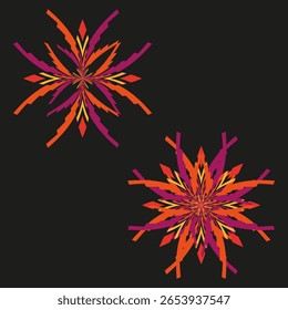 Abstract star shapes. Dynamic splash elements. Bright modern forms. Vector decorative design.
