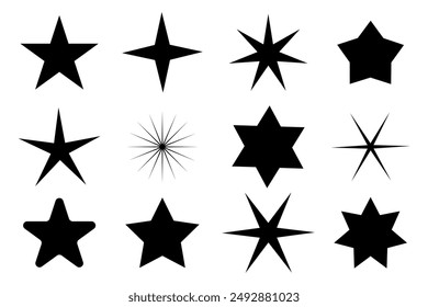 Formas Estrella Abstractas. Iconos vectoriales geométricos. Diseño minimalista moderno. Patrones decorativos de estrellas.