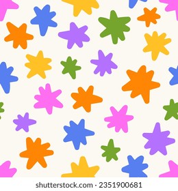 Abstract star shapes modern seamless pattern. Hand drawn vector illustration