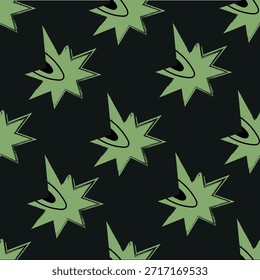 Abstract star shapes seamless pattern on darck background for packaging and decoration