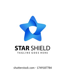 Resumen de la plantilla de diseño del logotipo de Star Shield Vector Premium