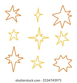 Abstract Star and Shine Icon Bundle. A unique abstract star design, featuring a variety of shapes, sizes, and dynamic lines. Perfect for adding celestial and playful elements to your creative projects