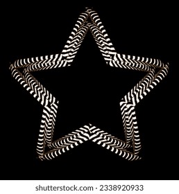 Abstrakter Stern. Spiralform, Textur mit gewölbten, zweiwertigen Linien. Optische Kunsthintergrund. Wave Design schwarz-weiß. Design-Element für Drucke, Web, Vorlage