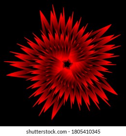 abstract star spirograph on black background. Spirograph decorative element for design. Ethnic ornament. Red Star Spirograph.