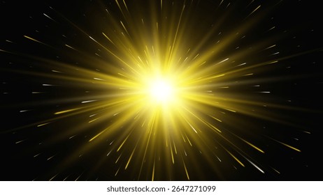 Abstract star or sun. Explosion effect. Fast motion effect. Vector background