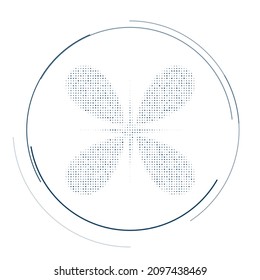 The abstract star symbol filled with dark blue dots. Pointillism style. Vector illustration on white background
