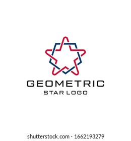 abstract star symbol line art style logo design vector template