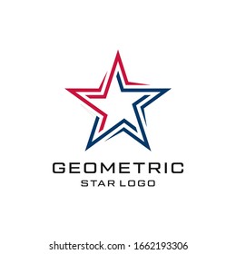 abstract star symbol line art style logo design vector template