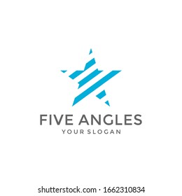 abstract star symbol line art style logo design vector template