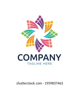 abstract star technology logo design template