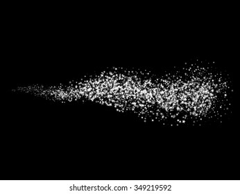 Abstract Star Trail on Black Background. Design Element for Holiday Graphic Design. Vector Illustration.
