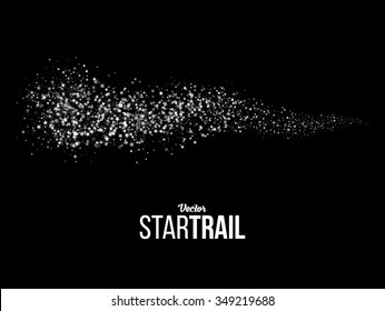 Abstract Star Trail on Black Background. Design Element for Holiday Graphic Design. Vector Illustration.