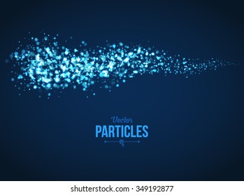 Abstract Star Trail on Dark Blue Background. Design Element for Christmas Graphic Design. Vector Illustration.  