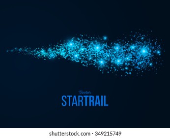 Abstract Star Trail on Dark Blue Background. Design Element for Christmas Graphic Design. Vector Illustration.
