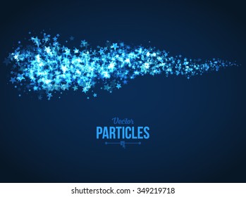Abstract Star Trail on Dark Blue Background. Design Element for Christmas Graphic Design. Vector Illustration.