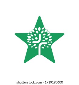 Abstract star and tree religious cross symbol icon vector design.