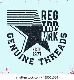 Abstract star t-shirt print design. Printing and badge applique label t-shirts, jeans, casual wear. Vector illustration.