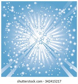 Abstract star vintage label on sunray background, vector illustration