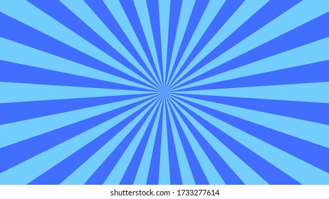 Abstract starburst background with blue rays. Banner vector illustration.