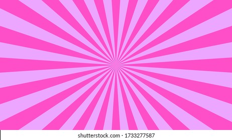 Abstract starburst background with pink rays. Banner vector illustration.