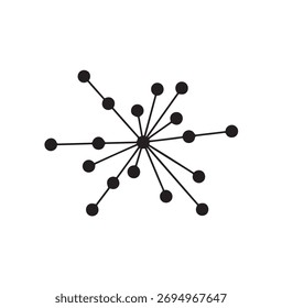 Abstract Starburst Connection Network Hub Vector Illustration Minimalist Connectivity Node Design for Data Science and Social Media Marketing Graphics