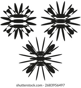 Elementos abstratos starburst. Formas dinâmicas estranhas. Projeto de movimento caótico. Ilustração isolada de vetor. EPS 10.