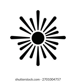 Abstract starburst or explosion graphic element in black silhouette, usable as a spark, glow, or celebratory burst for promotion