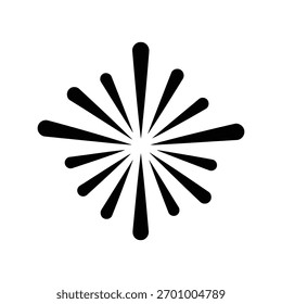Abstract starburst or explosion graphic element in black silhouette, usable as a spark, glow, or celebratory burst for promotion