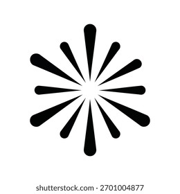 Abstract starburst or explosion graphic element in black silhouette, usable as a spark, glow, or celebratory burst for promotion