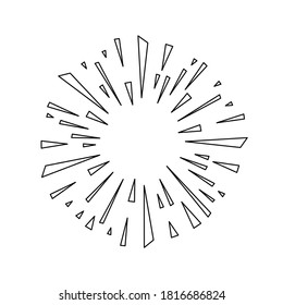 Abstract Starburst Explosion Hand Drawn Black Line Doodle Design Elements Vector Style