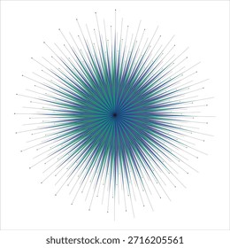 Explosión estelar Abstractas o explosión de líneas delgadas en azul y verde, Tecnología, Big Data y Ilustración vectorial dinámica de elementos de energía
