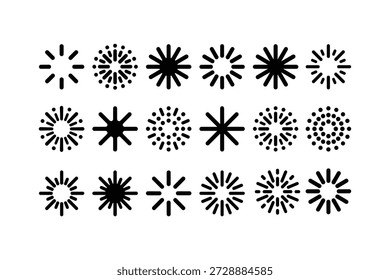Abstrakte Starburst- und Feuerwerk-Formen in Schwarz und Weiß