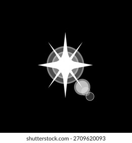 Resplandor Abstractas del starburst que crea una llamarada de la lente digital en un fondo oscuro, que transmite la chispa, la reflexión óptica brillante y el efecto ligero mínimo moderno para el uso del diseño